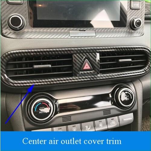For Hyundai Kona Encino 2018 2019 Interior Center Air Outlet Vent Frame Panel Cover Trim Sticker Car Styling