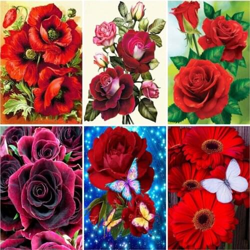 EverShine 5D Diamond Painting Cross Stitch Flowers Mosaic Art Kits Diamond Embroidery Peony Needlework Sale Rhinestone Pictures