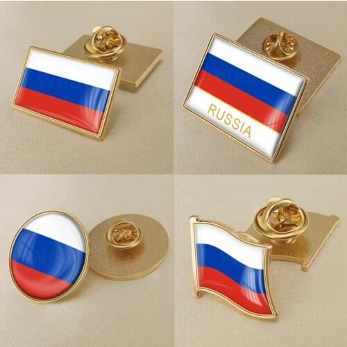 Coat of Arms of Russian Federation Russians Map Flag National Emblem National Flower Brooch Badges Lapel Pins