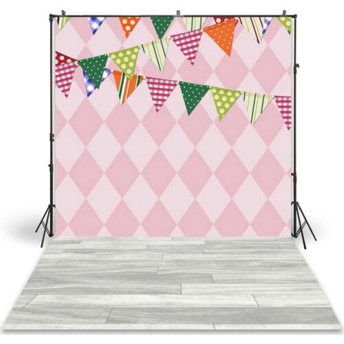 HUAYI Photography Backdrop Newborns Baby Child Photo Booth Background Pink Girls Geometric Patterns Customize Backdrops D-9698