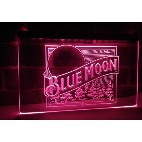 LE167- Blue Moon Beer Bar Pub Logo LED Neon Light Sign home decor crafts