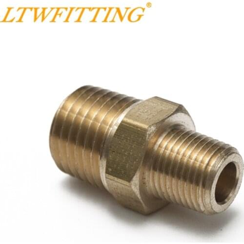 LTWFITTING Brass Pipe Hex Reducing Nipple Fitting 1/4" x 1/8" Male NPT