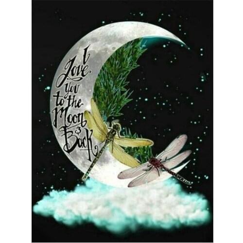 Moon diamond mosaic embroidery painting dragonfly rhinestone stickers wall papers decoration diamond art needlework handcraft