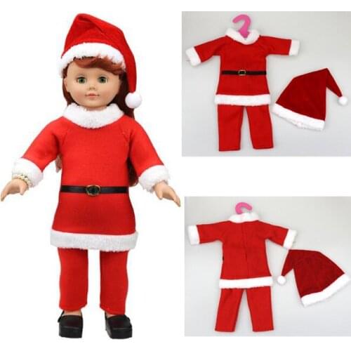 [MMMaWW] Christmas Costume clothes for 18" 45cm girl doll Santa sets with hat for Alexander doll baby girl gift toy