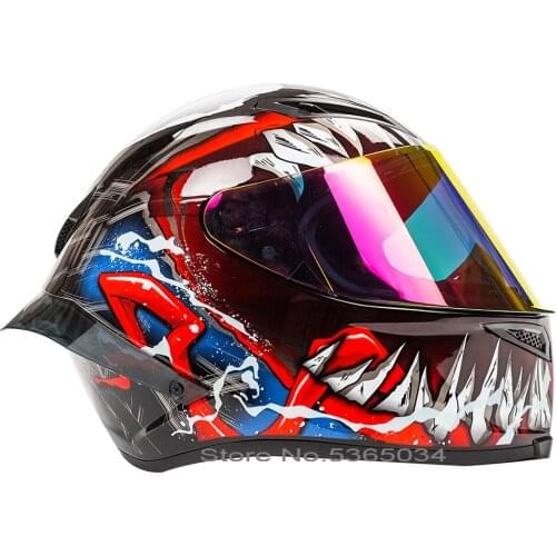 Full Face Motorcycle helmet Venom cool helmet with big spoiler big tail helmet Riding Motocross Racing Motobike Helmet