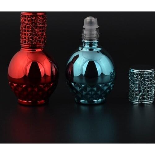 MUB-13ml Empty UV Glass Rollerball Bottle Portable Refillable Perfume Bottle Metal Roll-on Bottles For Essential Oil Travel Case