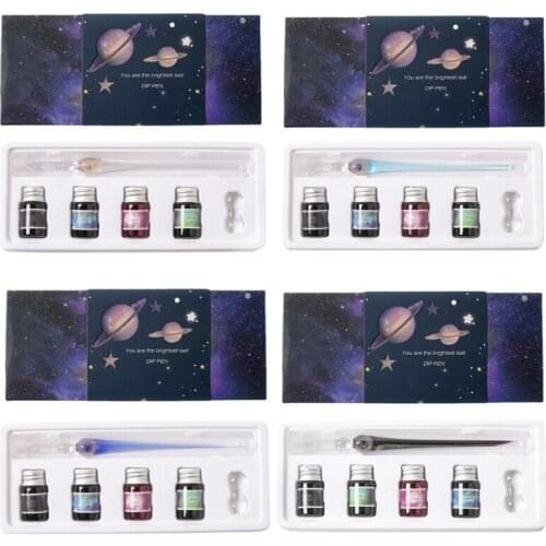 Glass Dip Pen Ink Set, Caligraphy Dipped Pens Set, Crystal Writing Ink Pen Caligraphy Kits Set for Beginners, Writing