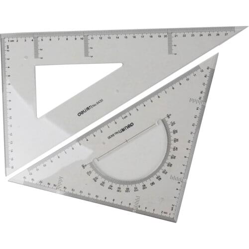 Deli Triangle Ruler Set Architectural Drawing Geometry Measurement Transparent Plastic Triangle Ruler Set Reglas De Patchwork