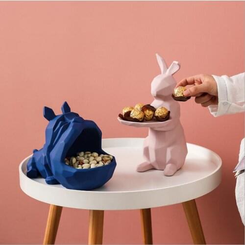 Nordic Ceramic Ornaments Creative Cute Geometric Deer Key Candy Snack Storage Box Home Livingroom Coffee Table Crafts Decoration