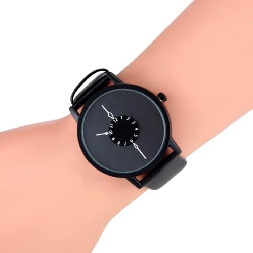 New Dial Design Unisex Watches Women Man Fashion PU Leather Casual Wristwatch Simple Lovers Quartz Watch XIN-Shipping