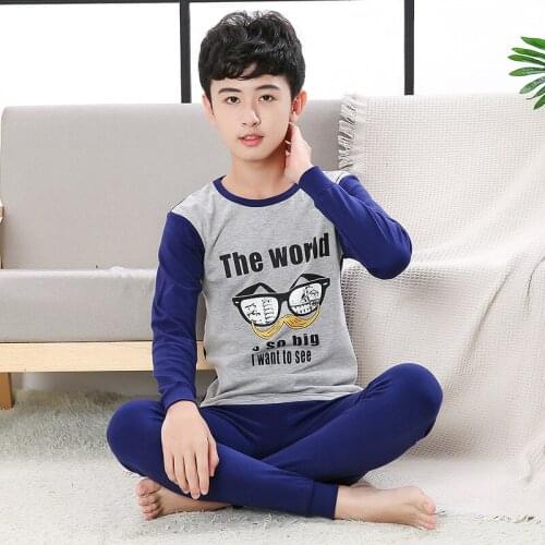 New Teens Pajamas Sets Childrens Clothing Nightwear Cool Kids Sleepwear Autumn Big Boys Clothes For 12 14 16 18Y Pajamas Set