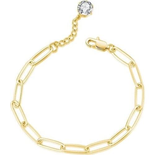 Wholesale Jewelry -- Stainless steel Gold Color Clip Chain Bracelets Jewelry For Women No Fade
