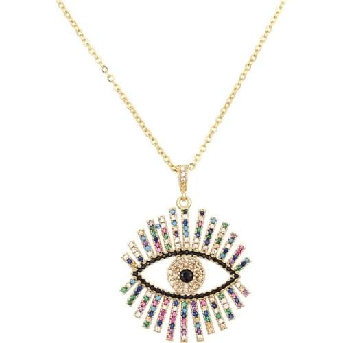 Rainbow Cz Devils Eye Necklace Pendant Choker Colorful Copper snake chain Necklace Jewelry zircons Accessories gift for Women