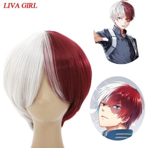 Anime My Hero Academia Cross my body /Todoroki Shoto/OCHACO URARAKA Cosplay wig