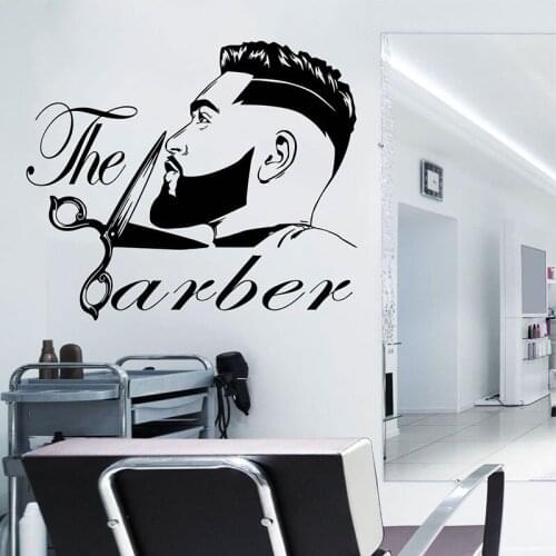 The Barber Shop Wall Decals Gentlemens Man Salon Haircut Styling Style Beard Face Hipster Shave Wall Sticker Decor Mural A913