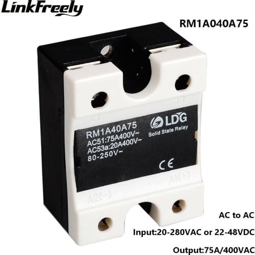 RM1A40A75 2SCR 75A 220V AC AC Solid State Relay,Output:42-440VAC Input:20-280VAC/22-48V DC,Mini Trigger SSR Relay Switch Board