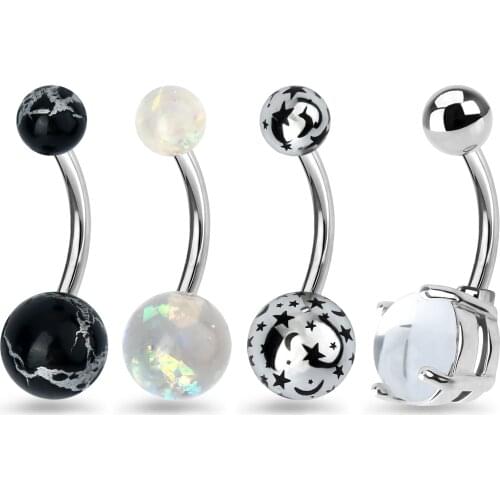 Body Punk 4 pcs/set Belly Piercing Button Rings Steel Rubber Colorful Painted Soft Touch Rainbow Navel Piercing Body Jewelry
