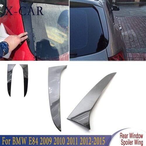 X-CAR 2PCS Rear Window Side Spoiler Canard Splitter Trim Cover Glossy ABS Black/Carbon Fiber Pattern For BMW E84 2009 2010-2015
