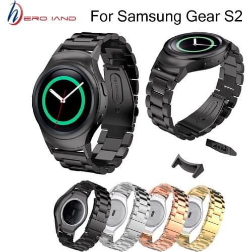 Gear S2 Watch Band, Connector Adapter + Stainless Steel Strap for samsung gear S2 SM-R720 Bracelet Metal watch band