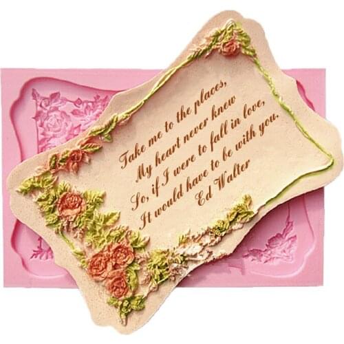 Sugar silicone dry mould scutcheon oversized box greeting card rose chocolate mold kitchen accessories SQ16134