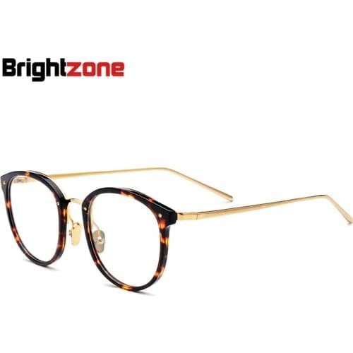 Wide Thick Acetate Full Rim Slim Metal Temple Glasses Round Myopic Spectacle Frame Korean Men Spectacles Retro Eyeglass Frames