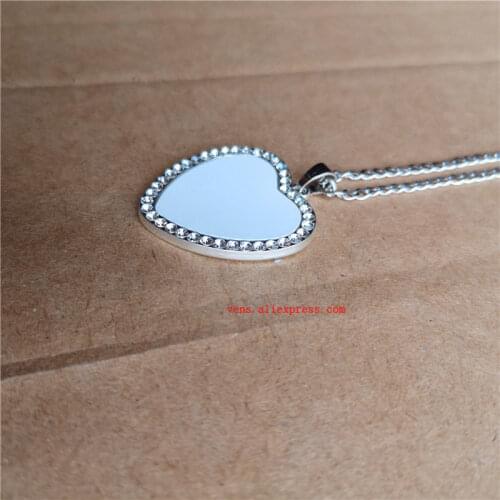 Sublimation blank new heart necklaces pendants with drill women necklace pendant hot tranfer printing consumable 15pieces/lot