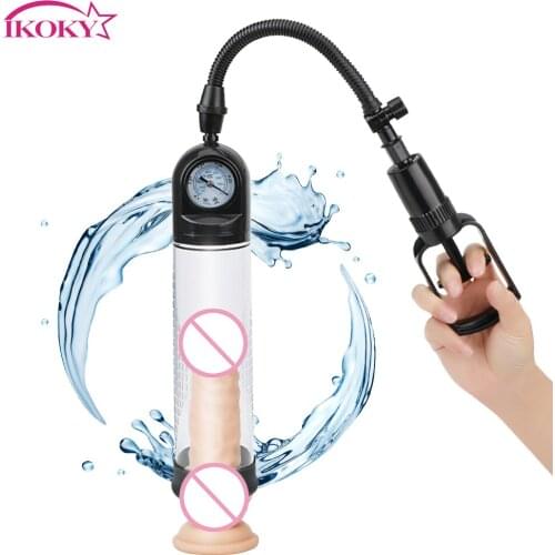 IKOKY Vacuum Pump Sex Toys For Men Penis Pump Penis Enlargement Male Masturbation With Pressure gauge Delayed Ejaculation