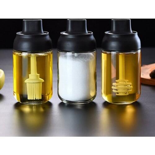 X96 New Model Glass Honey Jar 250ml Volume Honey Bottle Seasoning Bottle Oil Brush Bottle Cruet Glass Jar