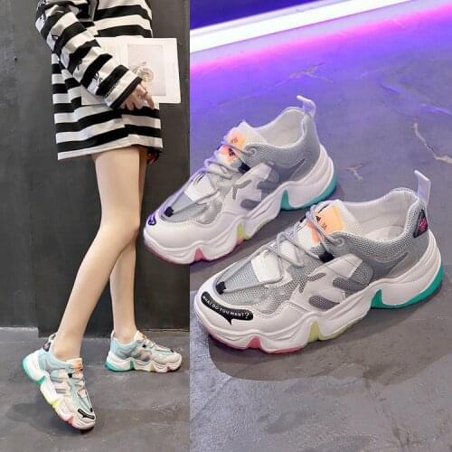 Rainbow Shoes Womens Spring New Model All-match Platform Heightening Net Red Super Fire Casual Sneakers