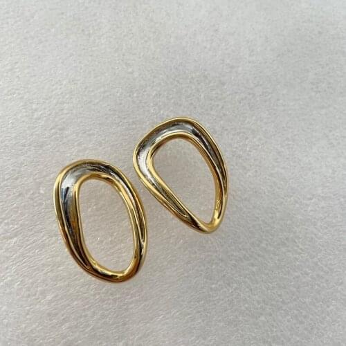 Hollow geometric arc stud earrings female retro personality fashion earrings female European and American minimalist