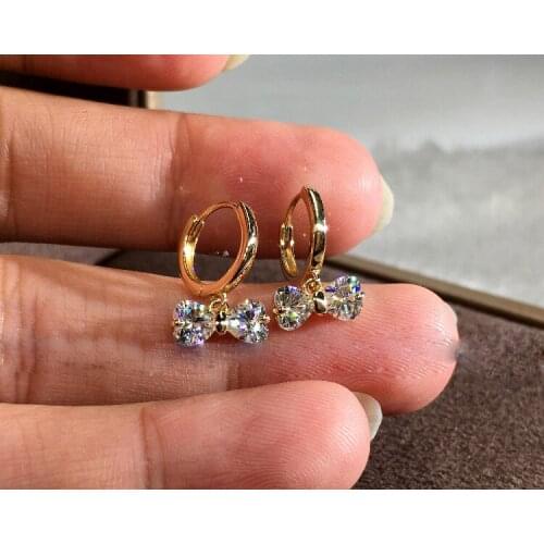 Bowknot Drop Earrring AAAAA cz 925 sterling silver Bijou Vintage Party Wedding Dangle Earrings for women Bridal Jewelry