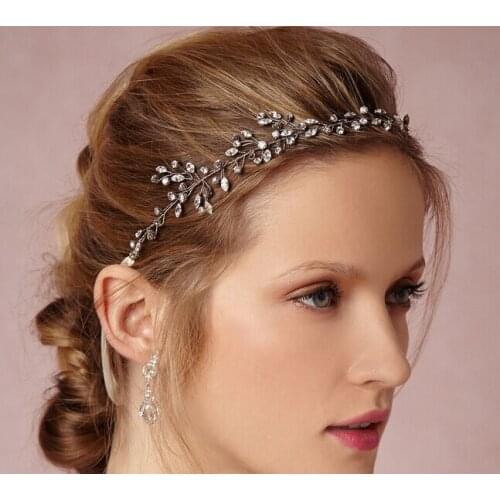 SLBRIDAL Beautiful Handmade Wired Rhinestones Crystal Wedding Hair Vine Hairband Bridal Hair Accessories Bridesmaids Women