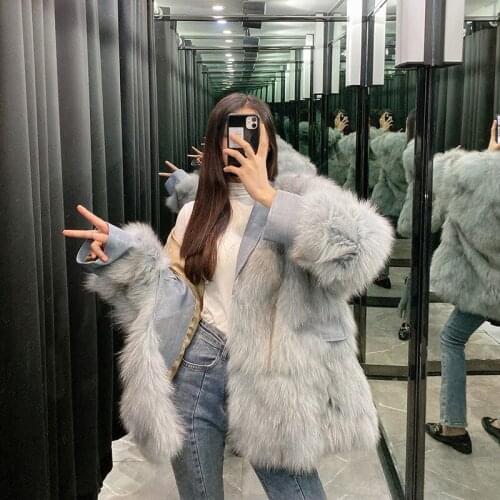 Women 2021 Winter Faux Fox Fur Coat Female Imitation Leather Jacket Fluffy Fake Fox Fur Coats Ladies Plush Fur Overcoat C445