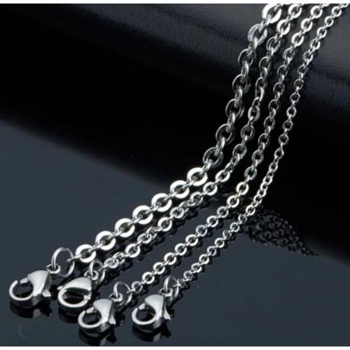 100pcs Womens Wholesale Silver Strong Welding Stainless Steel Rolo Link Chain Necklace 1.5/2/2.5/3.2mm 16"-36"