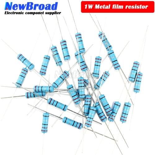 20pcs 1W Metal film resistor 1% 1R ~ 1M 2R 10R 22R 47R 100R 330R 1K 4.7K 10K 22K 47K 100K 330K 470K 1 2 10 22 47 100 330 ohm