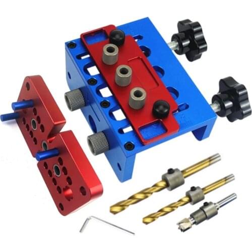 3 In 1 Dowelling Jig Woodworking Joinery Punch Locator Accurate Self Centering Metric Dowel Home Drilling Tools Pocket Hole Jig