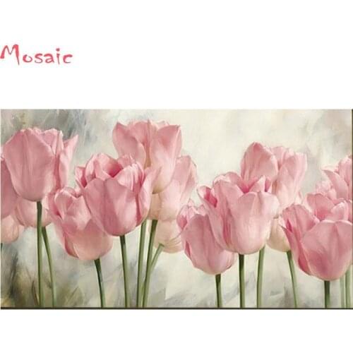 Full Diamond Painting Pink Tulips Diy Diamond Embroidery Flower Series Decoration For The Living Room A Good Gift For The Family