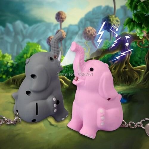 FREE SHIPPING by FEDEX 100pcs/lot 2014 novelty trinket LED Baby Elephant Key Chain 3d Animal LED Key Holder