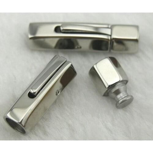 Shiny Hexagon Shaped 316L Stainless Steel Snap Bayonet Clasp for Leather Cord With Locking Mechanism