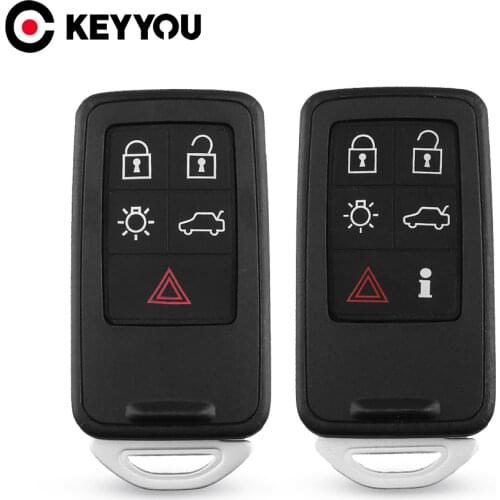 KEYYOU 5/6 Buttons Smart Car Remote Key Shell For Volvo S60L/XC60/S80L/V60/V40 Fob Car Key Blanks Case Cover Replacement