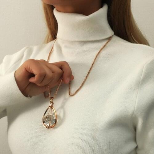 Women Pendant Necklaces Irregular Long Chain Sweater Chain Decorative Crystal Necklace Pendant