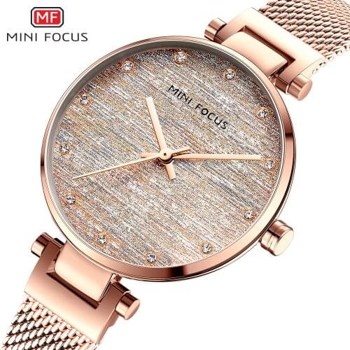 MINIFOCUS Girls Watches Womans Top Brand Luxury 2021 Black Rose Gold Watch Women Quartz Stainless Steel Womens Watch Ladies