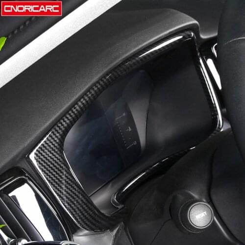Carbon Fiber Color Dashboard Frame Decoration Cover Trim For Volvo XC60 2018-2021 Car Styling Interior Accessories