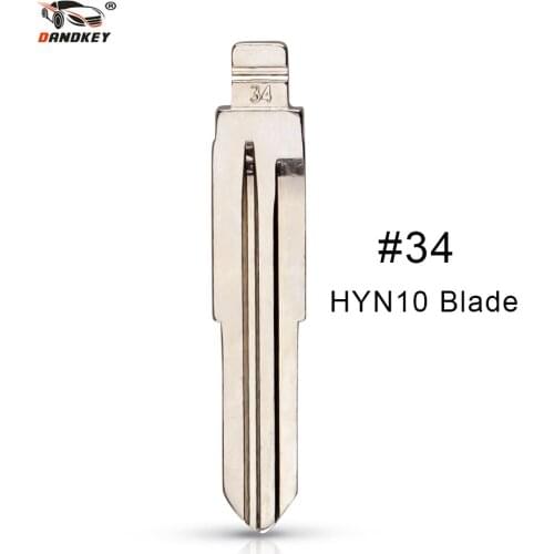 Dandkey 10pcs/lot No.34 Metal Blank Uncut Flip KD Remote Key Blade Type #34 For Kia Rio For Kia Accent Fob Replacement