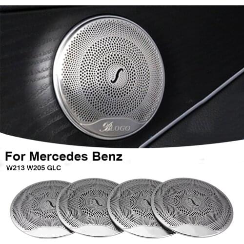 4 pcs Car Door Audio Speaker Decor Cover Loudspeaker 3D Trim Sticker Car Styling For Mercedes Benz AMG C E Class W205 W213 GLC