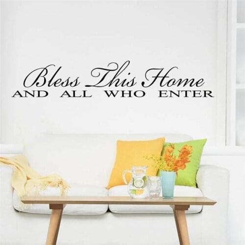 Warm Welcome! Bless This Home Who Enter home decoration creative quote wall stickers decals removable vinyl wallposter