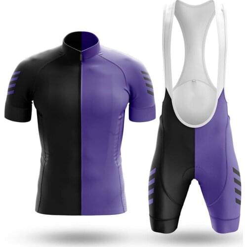 Violet Black Cycling Jersey Set Sport Team Bike Men Clothing Quick Dry Summer Sleeve Cycling Road Ride Shirt Bib Short Gel Pad