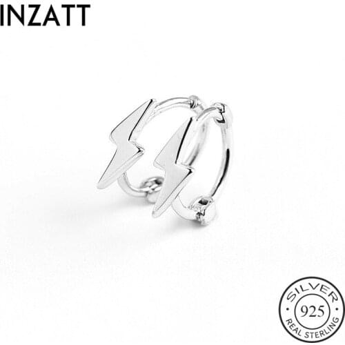 INZATT Real 925 Sterling Silver Lightning Hoop Earrings For Fashion Women Party HiphopFine Jewelry Minimalist Accessories Gift