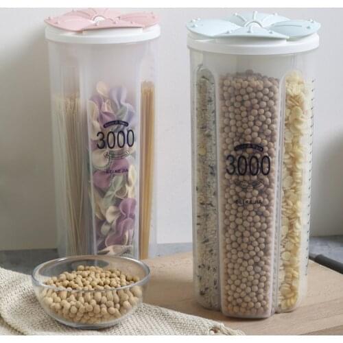 3/2.5/1.5L Food Containers Creative Divided Transparent Sealed Cans Grain Storage Boxes Household Food Jar Milk Powder Tank