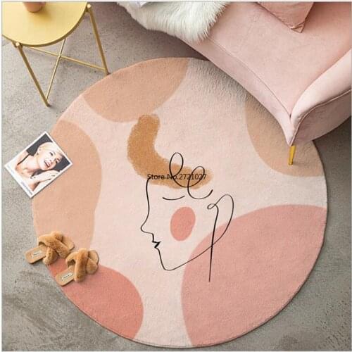 Abstract Printed Carpet Soft Crystal Velvet Round Carpet for Modern Living Room